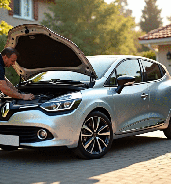 Voiture Clio 3 Phase 2 propre en stationnement en journée