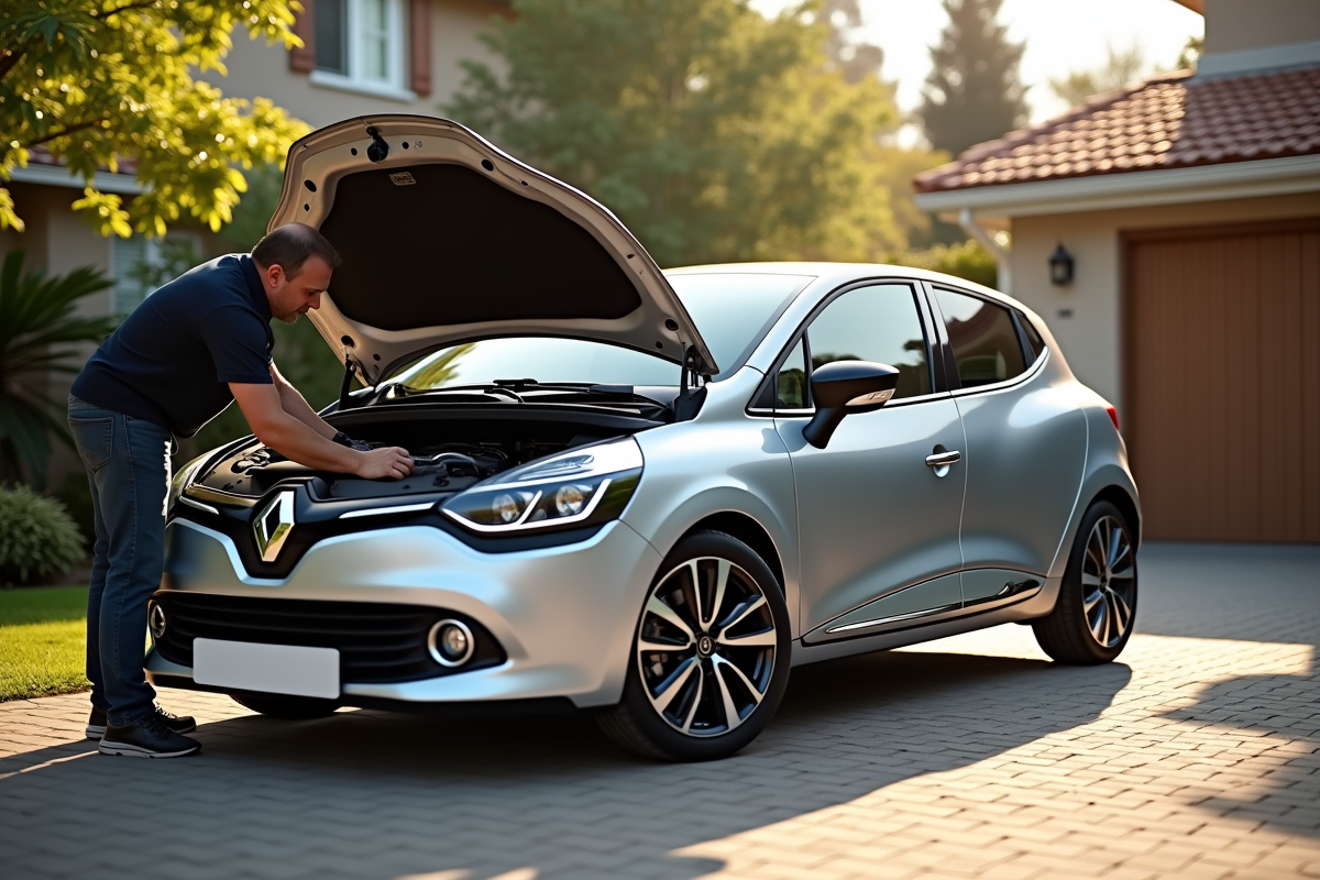 Voiture Clio 3 Phase 2 propre en stationnement en journée