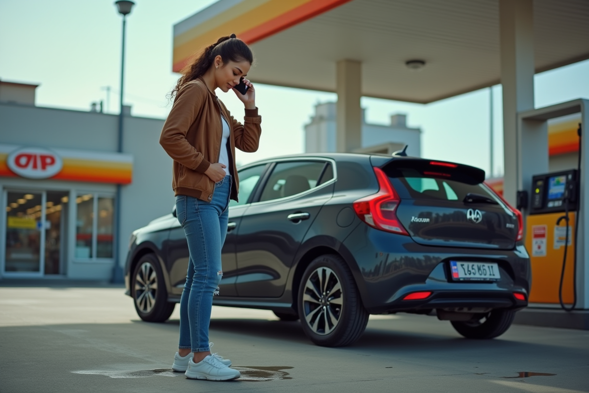 Jeune femme au téléphone près d