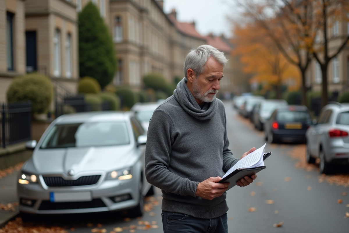 Homme vérifiant des documents près d