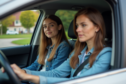 Fille adolescente et mère discutant dans la voiture