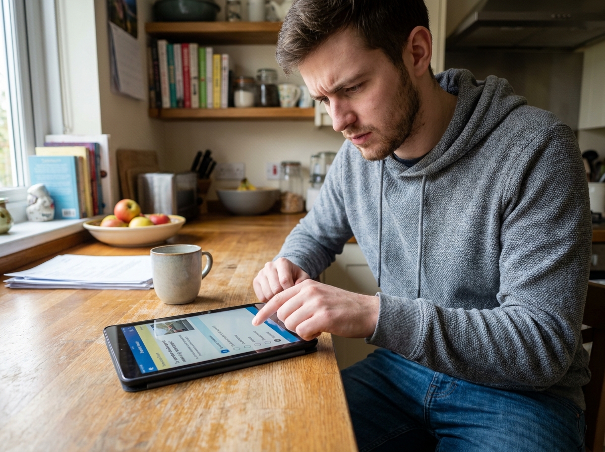Jeune homme étudiant en ligne pour le permis de conduire