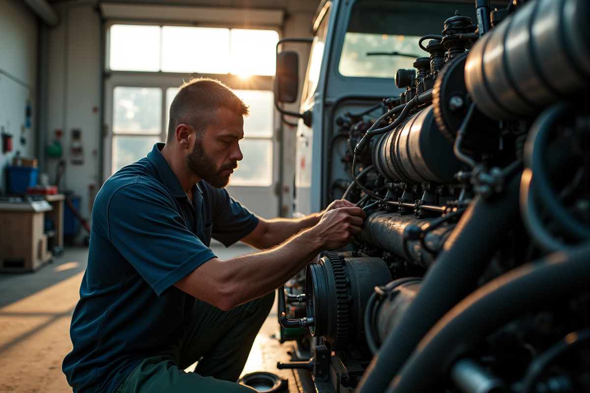 Mecanicien inspectant le moteur d