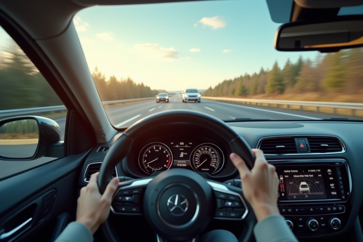 Point de vue du conducteur sur une route ensoleillee